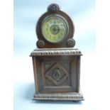 GERMAN MUSICAL SYMPHONIUM MANTEL CLOCK, single interior disk marked 'Junghans In the Gloaming,