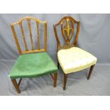 ANTIQUE MAHOGANY SIDE CHAIRS x 2 including a good Sheraton-style shield back example with Prince