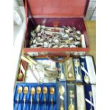COMMEMORATIVE & OTHER COLLECTORS SPOONS in a red vintage stationery case