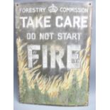 VINTAGE ENAMEL-TYPE SIGN - 'FORESTRY COMMISSION TAKE CARE DO NOT START FIRE', 53.5 x 38cms