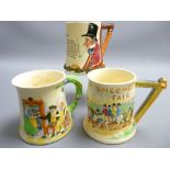 CROWN DEVON FIELDINGS MUSICAL TANKARDS x 3 - 'Widdicombe Fair', 'John Peel' & one other, all have