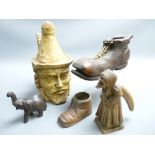 OLD LADY NUTCRACKER & OTHER ITEMS OF CARVED TREEN