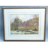 GEORGE COCKRAM watercolour - tree-lined river scene, label verso entitled verso 'The Mirror Pool,