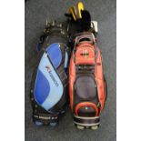TWO SETS OF GOLF CLUBS IN CADDY BAGS