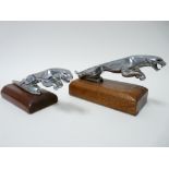 VINTAGE CAR MASCOTS X 2 - LEAPING JAGUAR 3.5L pre-war example, 6.5cms H, 19cms L and a 94- LEAPING