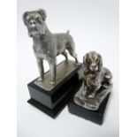 VINTAGE CAR MASCOTS X 2 - DOGS by Beards of Cheltenham, to include BOXER, 9.75cms H, 10cms L, and