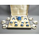 CASED COLLINGWOOD BONE CHINA TEASET & A SET OF SIX COFFEE CANS & SAUCERS BY KENMARE (set