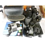 BINOCULARS & FIELD GLASSES x 6 SETS including a boxed binoculars with digital camera combination,