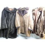 THREE VINTAGE COATS including two faux fur ladies examples, approximate size 14 and a suede coat