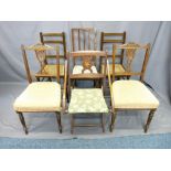 PAIR OF ROSEWOOD PARLOUR CHAIRS along with three vintage bedroom chairs and a campaign-style folding