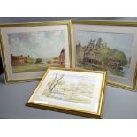 AFTER STANLEY ORCHART-pair of coloured prints, rural village street and lakeside farmstead, each