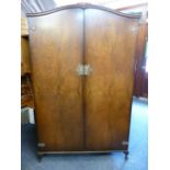 CIRCA 1940s DOUBLE DOOR WALNUT WARDROBE 198cms high x 125cms wide x 54cms deep