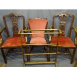 VINTAGE FURNITURE PARCEL of two Georgian-style armchairs, a circa 1910 mahogany bedroom chair and