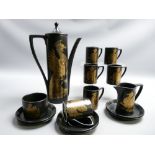 15-PIECE PORTMEIRION 'PHOENIX' COFFEE SET DESIGNED BY JOHN CUFFLEY including tall coffee pot