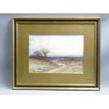 A MOLYNEUX STANNARD- watercolour, rural scene with drover and sheep on a path, signed, 23x34cms