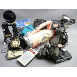 SNAZZY 'WING' TORCH RADIO, vintage-style phone, binoculars, cameras ETC