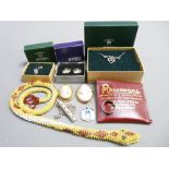 9CT GOLD & SILVER VINTAGE & LATER JEWELLERY, PRISONER OF WAR-TYPE BEADWORK SNAKE including modern