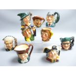 ROYAL DOULTON MEDIUM CHARACTER JUGS x 9 including 'Town Crier', 'Pied Piper', 'Punch & Judy', '