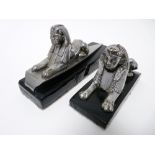 VINTAGE CAR MASCOTS X 2 - RECUMBENT SPHINX for ARMSTRONG STAR SAPPHIRE Model, 5.5cms H, 15cms L, and