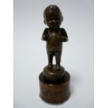 VINTAGE CAR MASCOT-STANDING CHILD-OUR KID stamped, rare, 9.75cms H