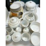 GILT LINE WHITE PORCELAIN TABLEWARE: A QUANTITY marked 'JLMENAU - made in German Democratic