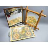 TWO VINTAGE WALL MIRRORS and a decorative papier mache type tray