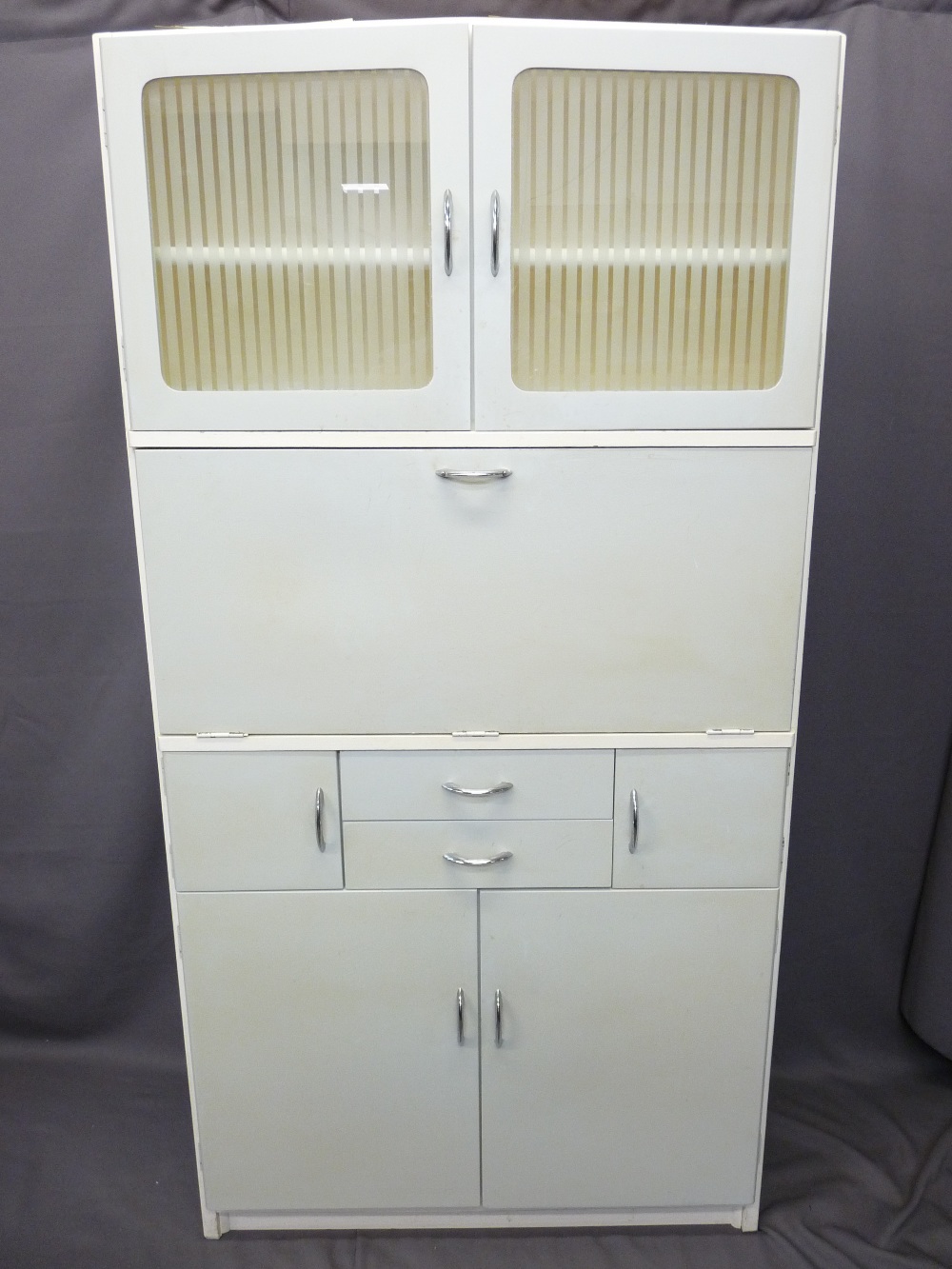 MID-CENTURY PAINTED KITCHEN CABINET, 179cms high x 92cms wide x 41cms deep