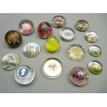 ANTIQUE & VINTAGE GLASS & OTHER PAPERWEIGHTS x 16 including early pictorial examples depicting St
