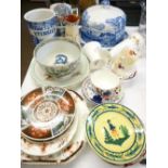 ANTIQUE & LATER MIXED POTTERY & PORCELAIN including Gaudy Welsh, Spode Italian, Victorian lustre