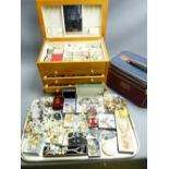 MODERN JEWELLERY CHEST, GULLIVER'S CANVAS CASE to include the costume jewellery contents of both