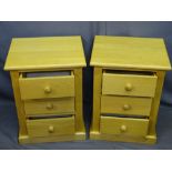ULTRAMODERN OAK PAIR OF BEDSIDE CABINETS with turned wooden knobs, 60cms high, 46cms wide, 40cms
