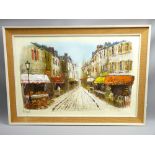 FRENCH SCHOOL-OIL ON CANVAS- cafe street scene, indistinctly signed, 50x75cms