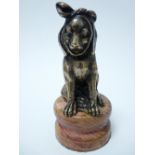 VINTAGE CAR MASCOT- MAL de CHIEN/ DOG with TOOTHACHE signed R Partilleau & M Baisse, 10cms H.