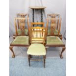 VINTAGE FURNITURE BUNDLE to include four mahogany side chairs, having pierced splat backs with