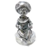 VINTAGE CAR ACCESSORY MASCOT- YOUNG SEATED BOY wearing a hat and holding a ball, 9cms H.