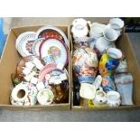 DECORATIVE WALL PLATES, VASES & OTHER POTTERY (within two boxes)