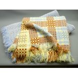 CLASSIC WELSH WOOLEN BLANKET & A VINTAGE-TYPE WAFFLE BLANKET, the former bears label 'All Pure Wool,