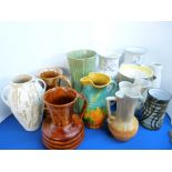 ART DECO & OTHER COLOURFUL VASES & JUGS: A QUANTITY