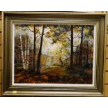 ANTHONY J. AVERY oil on canvas - forest trail, inscribed and dated to Man of Ross Gallery verso,