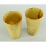 TWO 19TH CENTURY COW HORN TAPERING BEAKERS (2)