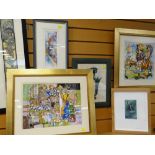 SIX ASSORTED FRAMED PICTURES including a Mychael Barratt limited edition (143/150) colour print