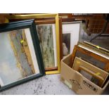 LARGE ASSORTMENT OF FRAMED PICTURES smaller pictures in a box and loose (26)
