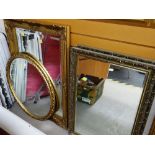 FOUR MODERN REPRODUCTION GILT GESSO WALL MIRRORS (4)