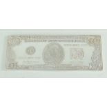 CASED SILVER REPLICA 100 DOLLAR BANK NOTE MARKED 999 FINE SILVER dated 1996, 8oz (cased)