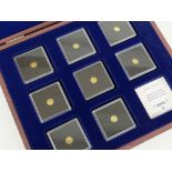 1997 CASED GROUP OF EIGHT MINIATURE GOLD COINS to commemorate Princess Diana, each 585 coin 0.