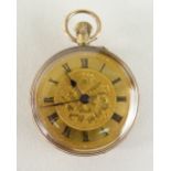 GEORGE V 9CT GOLD LADIES OPEN FACED FOB WATCH, London import marks for 1910, stamped 375, with