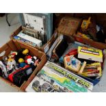 LARGE LOT OF ASSORTED TOYS, CHILDREN'S BOOKS, DIECAST TOYS, PRINTS & BEANO COMICS (7 boxes)