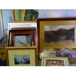 PRINTS, watercolours and needlework pictures, a quantity, framed and unframed