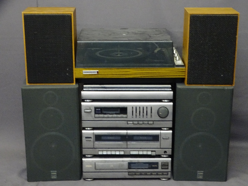 MARCONIPHONE VINTAGE TURN TABLE & SPEAKERS and a Sharp stacking hifi and speakers