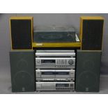 MARCONIPHONE VINTAGE TURN TABLE & SPEAKERS and a Sharp stacking hifi and speakers